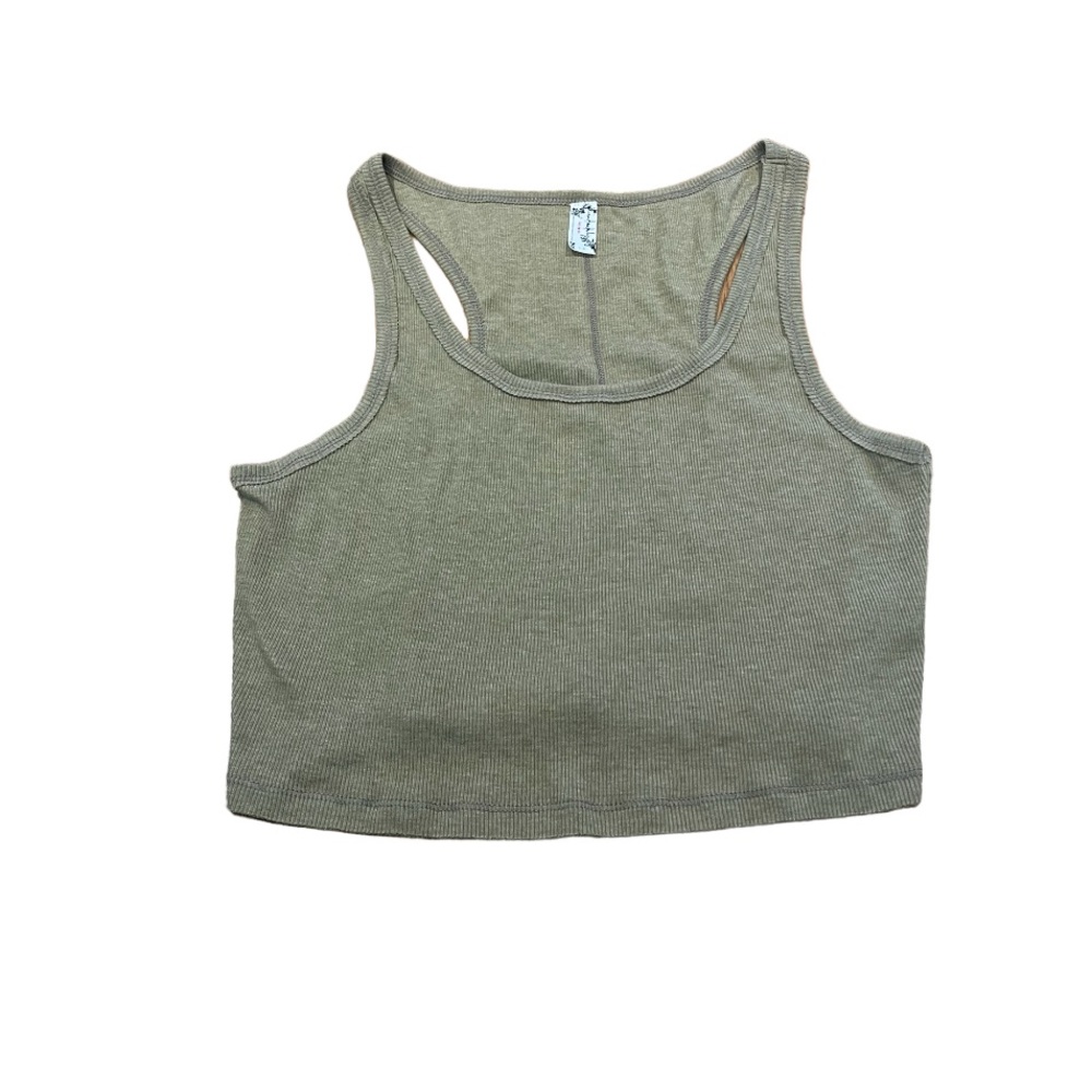 Intimately Free People Moss Green Racer Back Crop Tank Cami Top